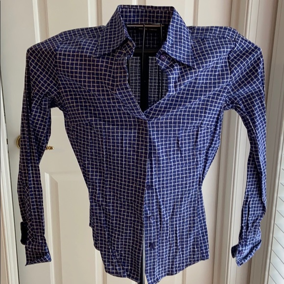 New York & Company Blue Print Shirt - Picture 3 of 4